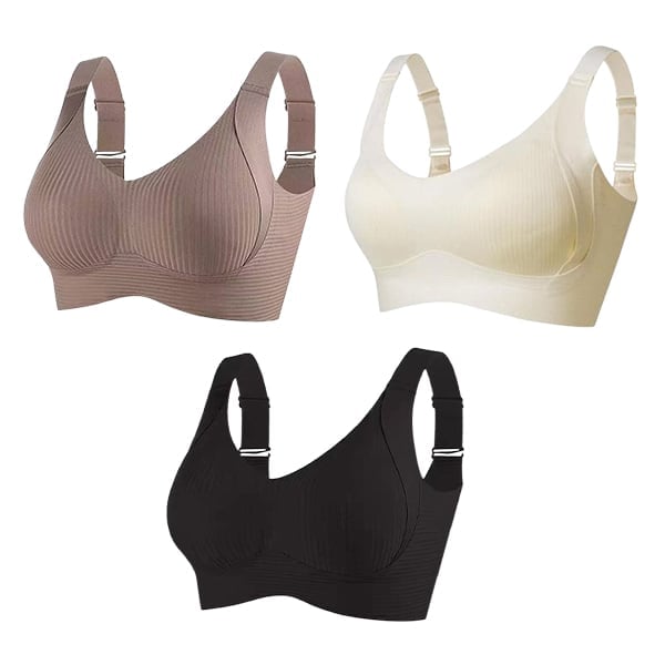 Women's Ribbed Push Up Adjustable Wireless Bra (Pack of 4)