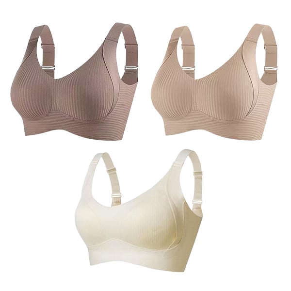 Women's Ribbed Push Up Adjustable Wireless Bra (Pack of 4)