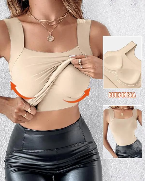 U Neck Shapewear Built-in Bra Tank(Pack of 3)