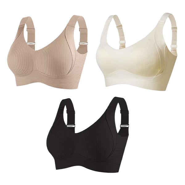 Women's Ribbed Push Up Adjustable Wireless Bra (Pack of 4)