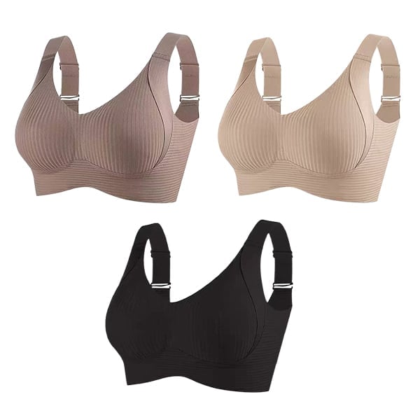 Women's Ribbed Push Up Adjustable Wireless Bra (Pack of 4)